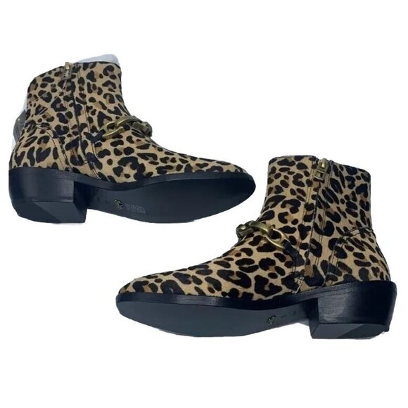 Coach Allen Bootie with Leopard Print Gold Logo Chain Link Size 5 New In Box - Picture 7 of 12